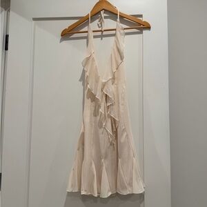 Oh Polly Ivory Halter Dress with Cut-Out